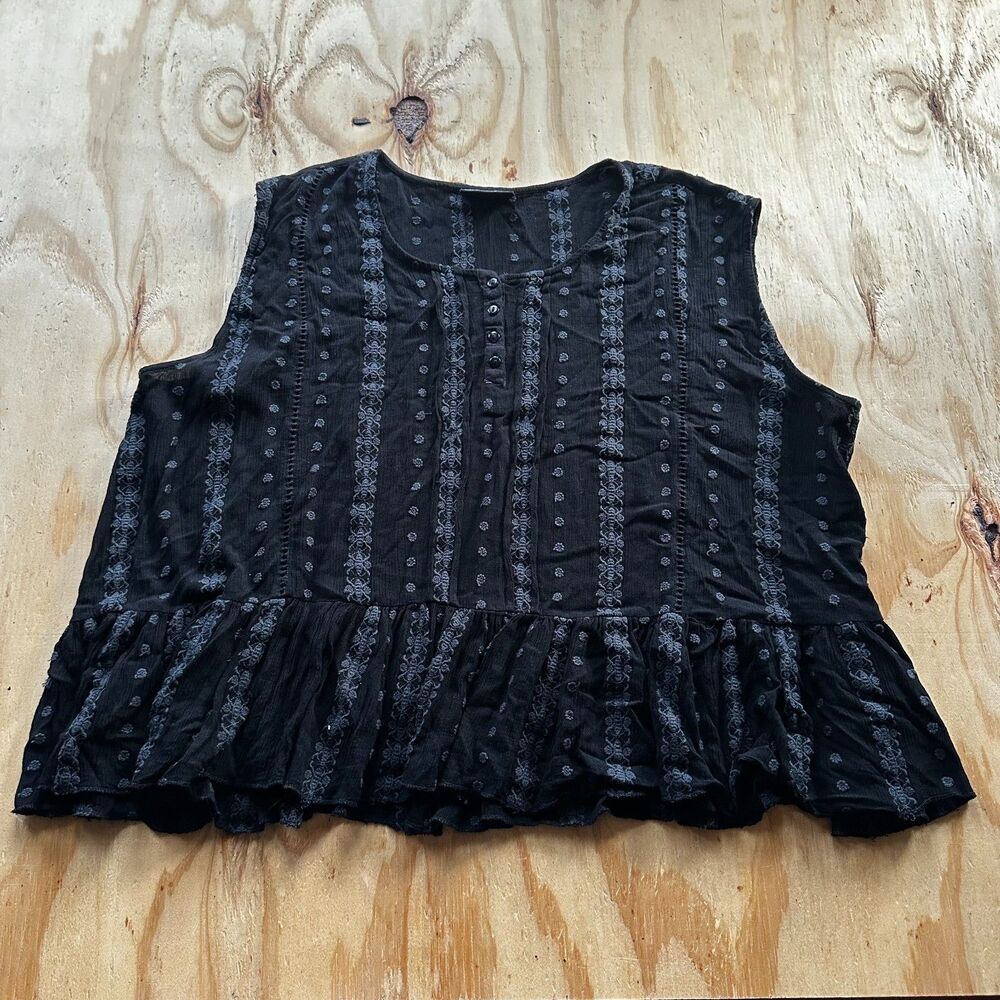Jane Ashley Embroidered Peplum Tank Top - Size M